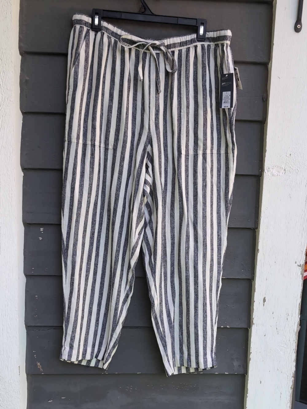 Universal Thread Striped Drawstring Pants - Black & White Size Large NWTG